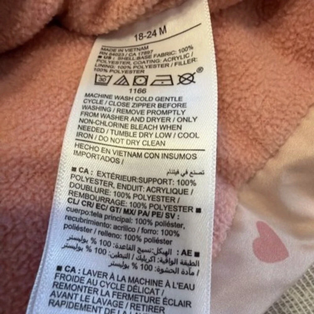 Osh Kosh B'Gosh Puffer Jacket Baby Girl's 18-24M Pink Hearts Adorbs For Winter